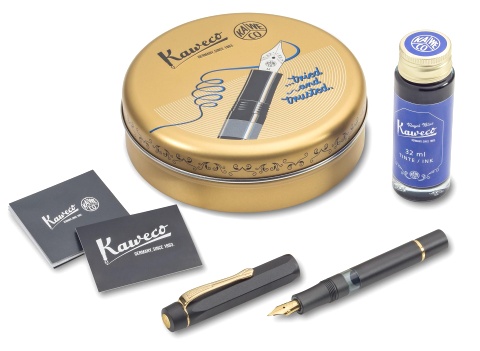  Перьевая ручка Kaweco AL Sport Piston Filler, Black GT (Перо F - 0.7 мм)