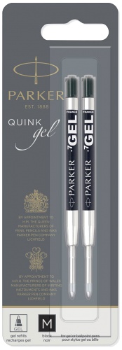 Черный гелевый стержень Parker Quink Gel Pen Refill Z05, 2 шт. в блистере (M)