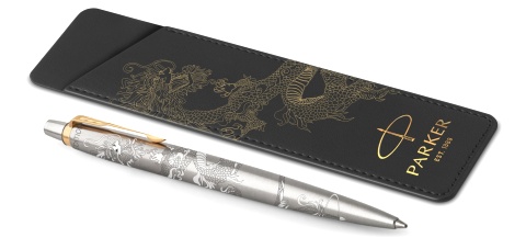 Шариковая ручка с чехлом Parker Jotter Core K63 Dragon Special Edition, Stainless Steel GT