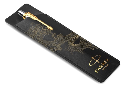 Шариковая ручка с чехлом Parker Jotter Core K63 Dragon Special Edition, Stainless Steel GT