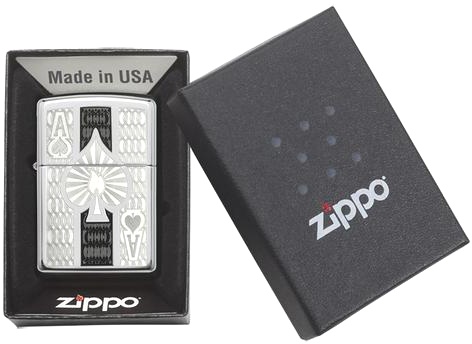  Зажигалка Zippo Ace с покрытием High Polish Chrome