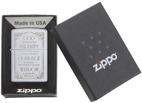  Зажигалка Zippo Serenity Prayer Classic с покрытием Satin Chrome™