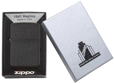  Зажигалка Zippo 1941 Replica с покрытием Black Crackle