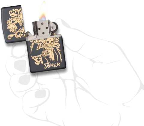  Зажигалка Zippo Skull Design с покрытием Black Matte