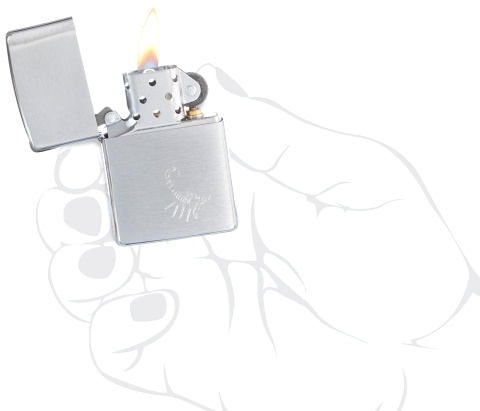 Зажигалка ZIPPO с покрытием Brushed Chrome,латунь/сталь, серебристая, 38x13x57 мм