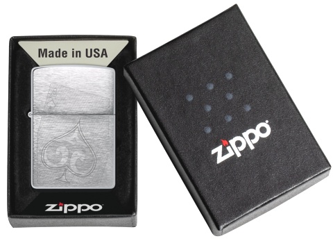 Зажигалка ZIPPO с покрытием Brushed Chrome, латунь/сталь, серебристая, матовая, 38x13x57 мм