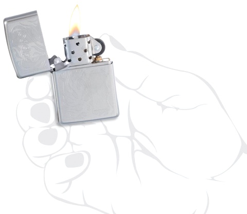 Зажигалка ZIPPO с покрытием Satin Chrome, латунь/сталь, серебристая, матовая, 38x13x57 мм