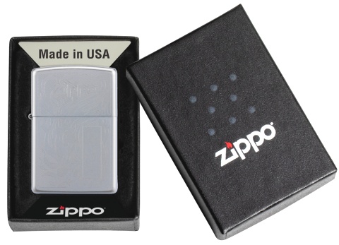 Зажигалка ZIPPO с покрытием Satin Chrome, латунь/сталь, серебристая, матовая, 38x13x57 мм