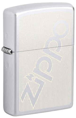 Зажигалка ZIPPO Logo с покрытием Satin Chrome, латунь/сталь, серебристая, матовая, 38x13x57 мм