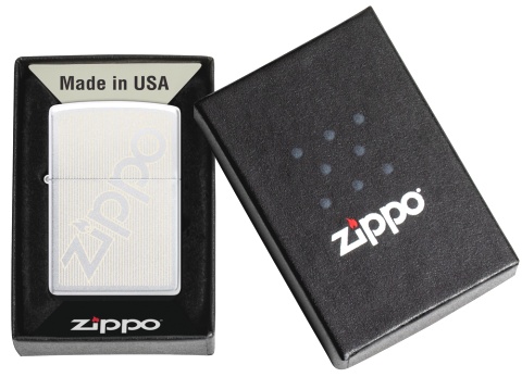 Зажигалка ZIPPO Logo с покрытием Satin Chrome, латунь/сталь, серебристая, матовая, 38x13x57 мм