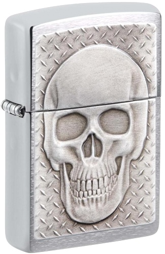  Зажигалка Zippo Skull Design с покрытием Brushed Chrome