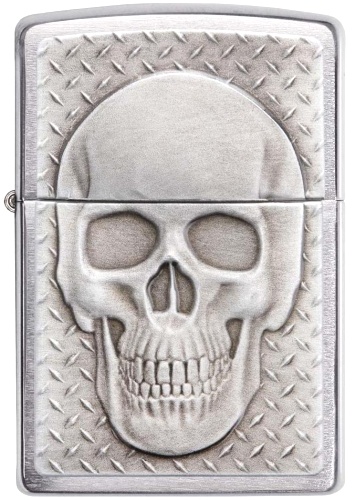  Зажигалка Zippo Skull Design с покрытием Brushed Chrome