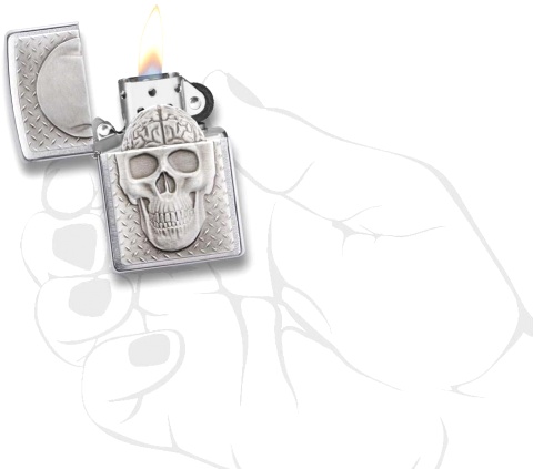  Зажигалка Zippo Skull Design с покрытием Brushed Chrome