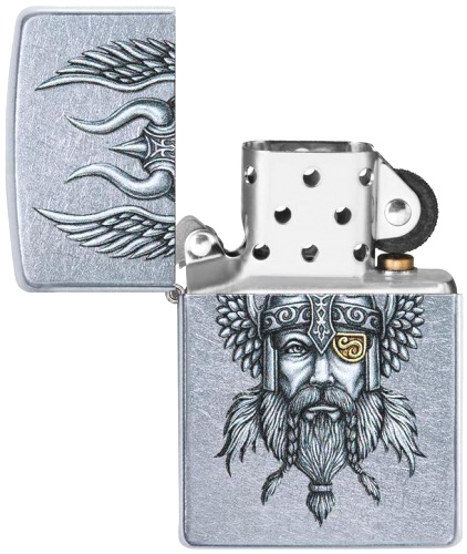  Зажигалка Zippo Viking Warrior с покрытием Street Chrome™