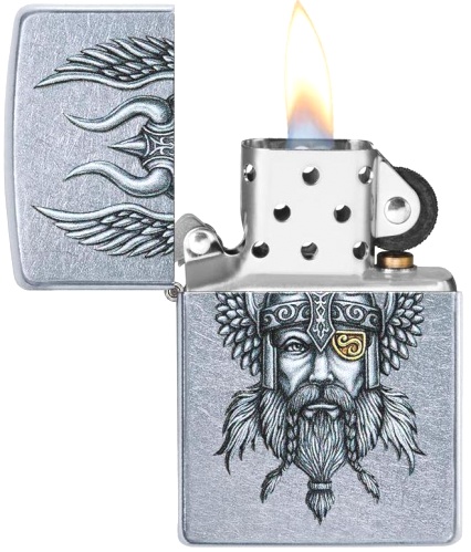  Зажигалка Zippo Viking Warrior с покрытием Street Chrome™