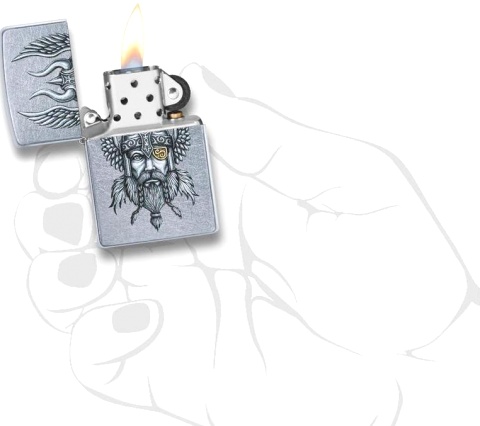  Зажигалка Zippo Viking Warrior с покрытием Street Chrome™