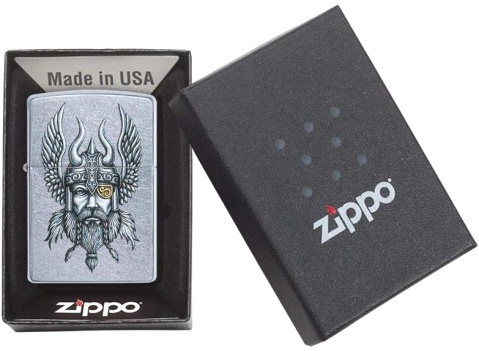  Зажигалка Zippo Viking Warrior с покрытием Street Chrome™