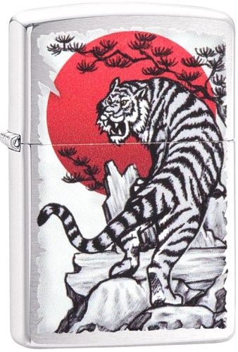  Зажигалка Zippo Asian Tiger с покрытием Brushed Chrome