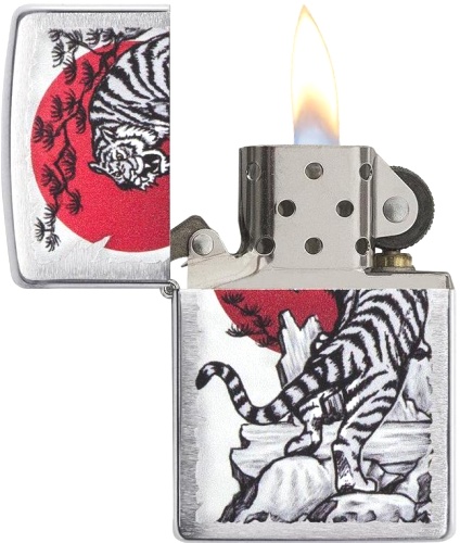  Зажигалка Zippo Asian Tiger с покрытием Brushed Chrome