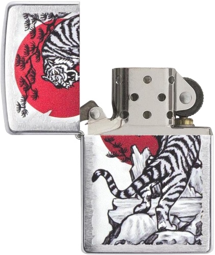  Зажигалка Zippo Asian Tiger с покрытием Brushed Chrome