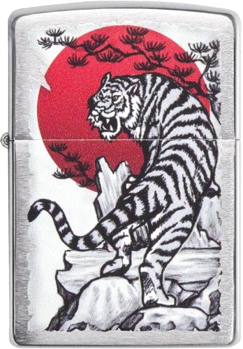  Зажигалка Zippo Asian Tiger с покрытием Brushed Chrome