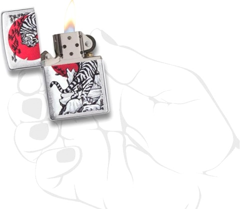  Зажигалка Zippo Asian Tiger с покрытием Brushed Chrome