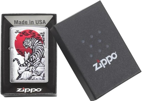  Зажигалка Zippo Asian Tiger с покрытием Brushed Chrome