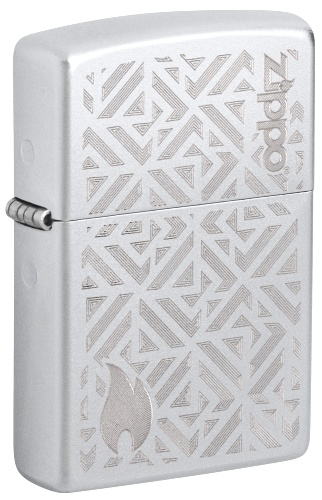 Зажигалка ZIPPO Mosaic с покрытием Satin Chrome, латунь/сталь, серебристая, матовая, 38x13x57 мм