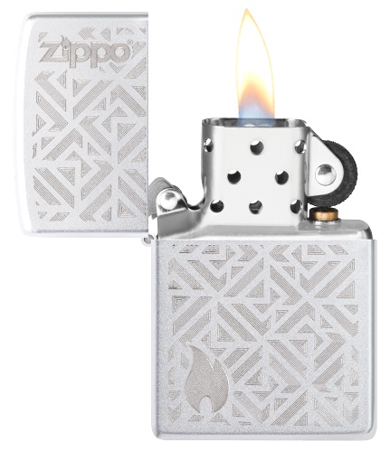 Зажигалка ZIPPO Mosaic с покрытием Satin Chrome, латунь/сталь, серебристая, матовая, 38x13x57 мм