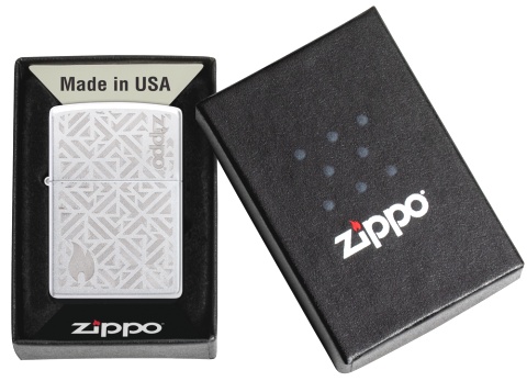 Зажигалка ZIPPO Mosaic с покрытием Satin Chrome, латунь/сталь, серебристая, матовая, 38x13x57 мм