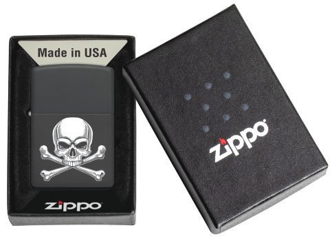 Зажигалка ZIPPO с покрытием Black Matte, латунь/сталь, серебристая, 38x13x57 мм