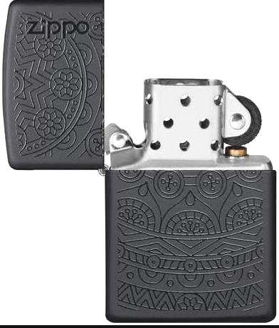  Зажигалка Zippo Tone on Tone Design с покрытием Black Matte