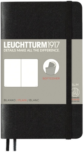  Блокнот Leuchtturm Classic, A6, 80 г/м2, 123 стр., нелинованный, мягкая обложка, черный