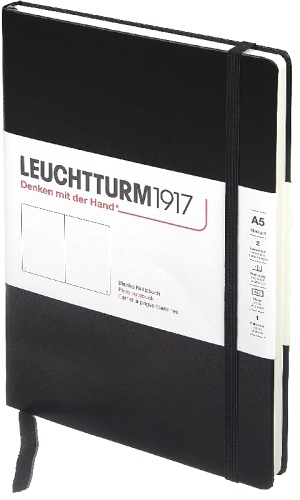  Блокнот Leuchtturm Classic, A5, 80 г/м2, 251 стр. нелинованный, твердая обложка, черный