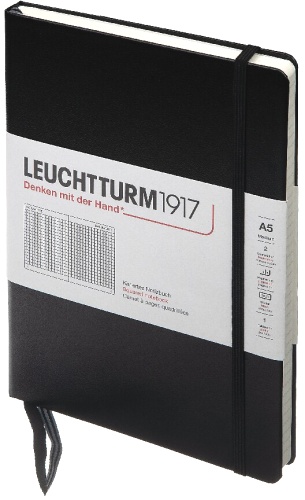  Блокнот Leuchtturm Classic, A5, 80 г/м2, 251 стр., в клетку, твердая обложка, Черный