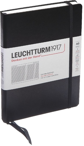  Блокнот Leuchtturm Classic, A5, 80 г/м2, 251 стр., в клетку, твердая обложка, Черный