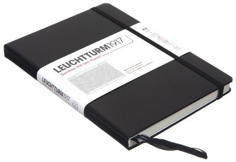  Блокнот Leuchtturm Classic, A5, 80 г/м2, 251 стр., в клетку, твердая обложка, Черный