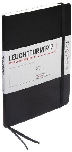  Блокнот Leuchtturm Classic, A5, 80 г/м2, 123 стр. нелинованный, мягкая обложка, черный