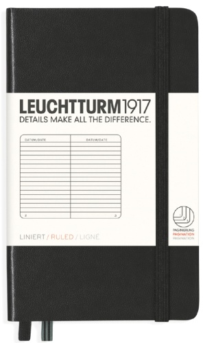  Блокнот Leuchtturm Classic, A6, 80 г/м2, 187 стр., в линейку, твердая обложка, черный