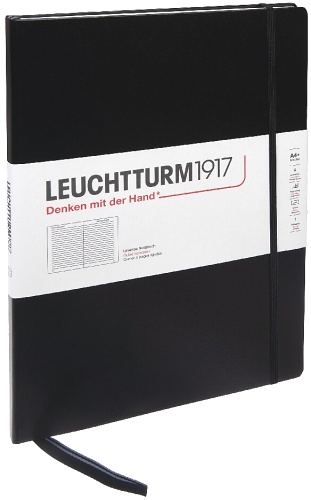  Блокнот Leuchtturm Master Slim, A4, 100 г/м2, 123 стр., в линейку, твердая обложка, черный