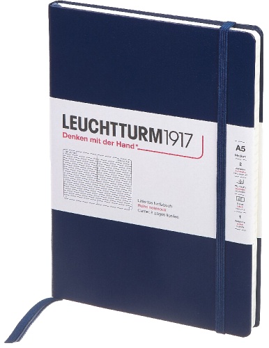  Блокнот Leuchtturm Classic, A5, 80 г/м2, 251 стр., в линейку, твердая обложка, синий неви