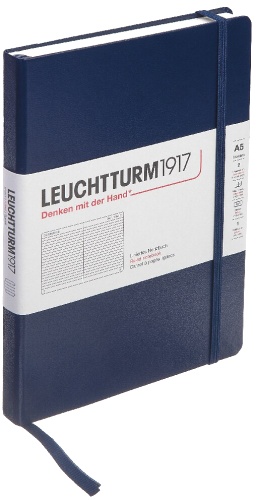  Блокнот Leuchtturm Classic, A5, 80 г/м2, 251 стр., в линейку, твердая обложка, синий неви