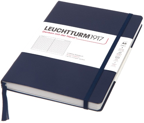  Блокнот Leuchtturm Classic, A5, 80 г/м2, 251 стр., в линейку, твердая обложка, синий неви