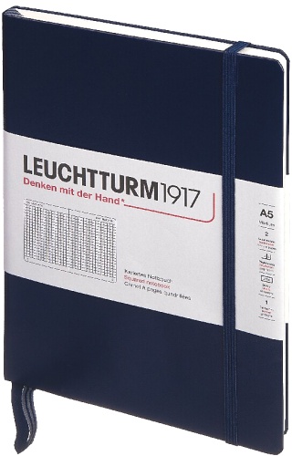  Блокнот Leuchtturm Classic, A5, 80 г/м2, 251 стр., в клетку, твердая обложка, Синий Неви