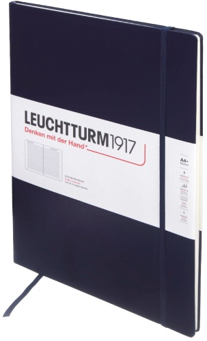  Блокнот Leuchtturm Master Slim, A4, 100 г/м2, 123 стр., в линейку, твердая обложка, синий неви