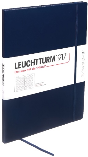  Блокнот Leuchtturm Master Slim, A4, 100 г/м2, 123 стр., в линейку, твердая обложка, синий неви