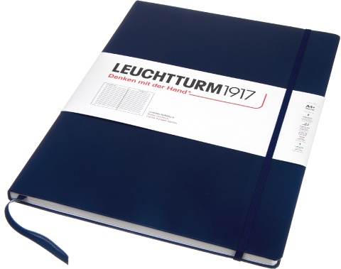  Блокнот Leuchtturm Master Slim, A4, 100 г/м2, 123 стр., в линейку, твердая обложка, синий неви