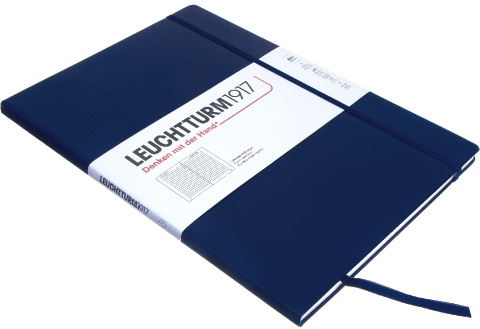  Блокнот Leuchtturm Master Slim, A4, 100 г/м2, 123 стр., в линейку, твердая обложка, синий неви