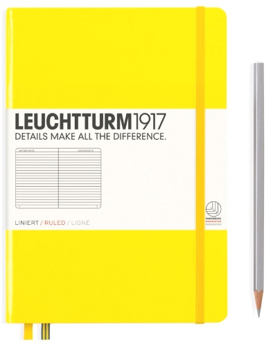  Блокнот Leuchtturm Classic, A5, 80 г/м2, 251 стр., в линейку, твердая обложка, лимонный