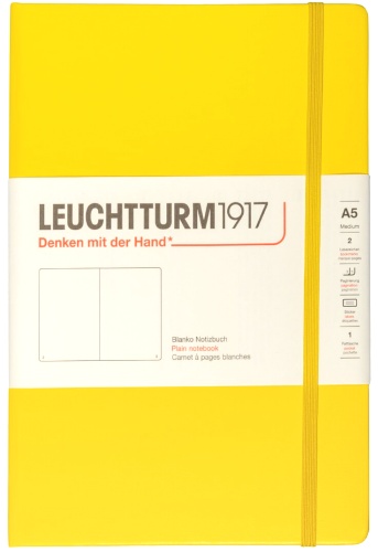  Блокнот Leuchtturm Classic, A5, 80 г/м2, 251 стр., нелинованный, твердая обложка, лимонный